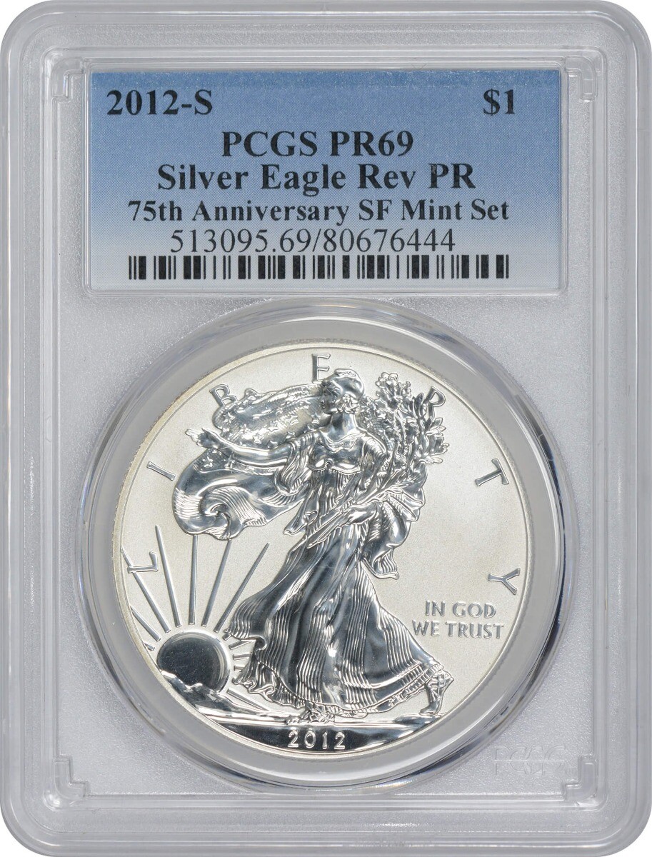 2012-S American Silver Eagle Dollar 75th Ann. SF Mint Set Reverse