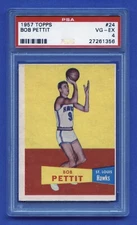 1957 BOB PETTIT ROOKIE TOPPS PSA 4 VG-EX HOF ST LOUIS HAWKS CLEAN/COLOR #24 RZC