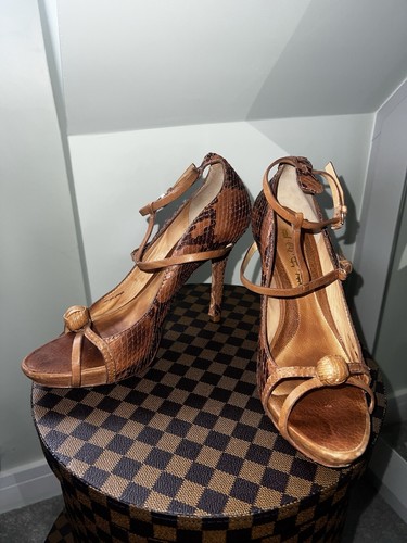 Vintage Lama Made in Brazil Tanned colour Sandal High Heels - Picture 2 of 4