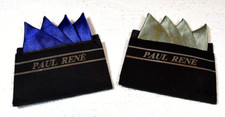 Pre-Folded Paul Ren  Bright Blue  Fern Green Satin Pocket Square Cards-Set of 2