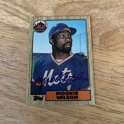 Mookie Wilson autographed Signed baseball card New York Mets 1987