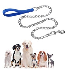 Heavy Duty Chain Dog Leash, Dog Leash with Handle  4ft x 4 Mm, Blue 