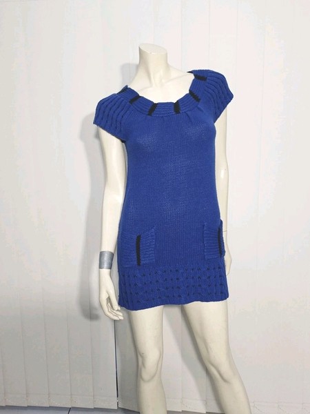 Crossroads Small Blue Knitted Mini Dress Bodycon