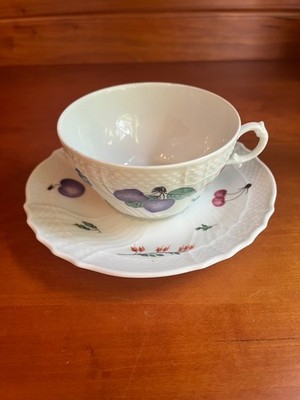 Richard Ginori Pittoria Perugia Italian Fruit TEACUP & SAUCER SET, No Gold Trim