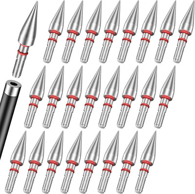 24Pcs 5/16'' Archery Field Points Screw-in Arrow Point 100 Grain Steel Field Tips