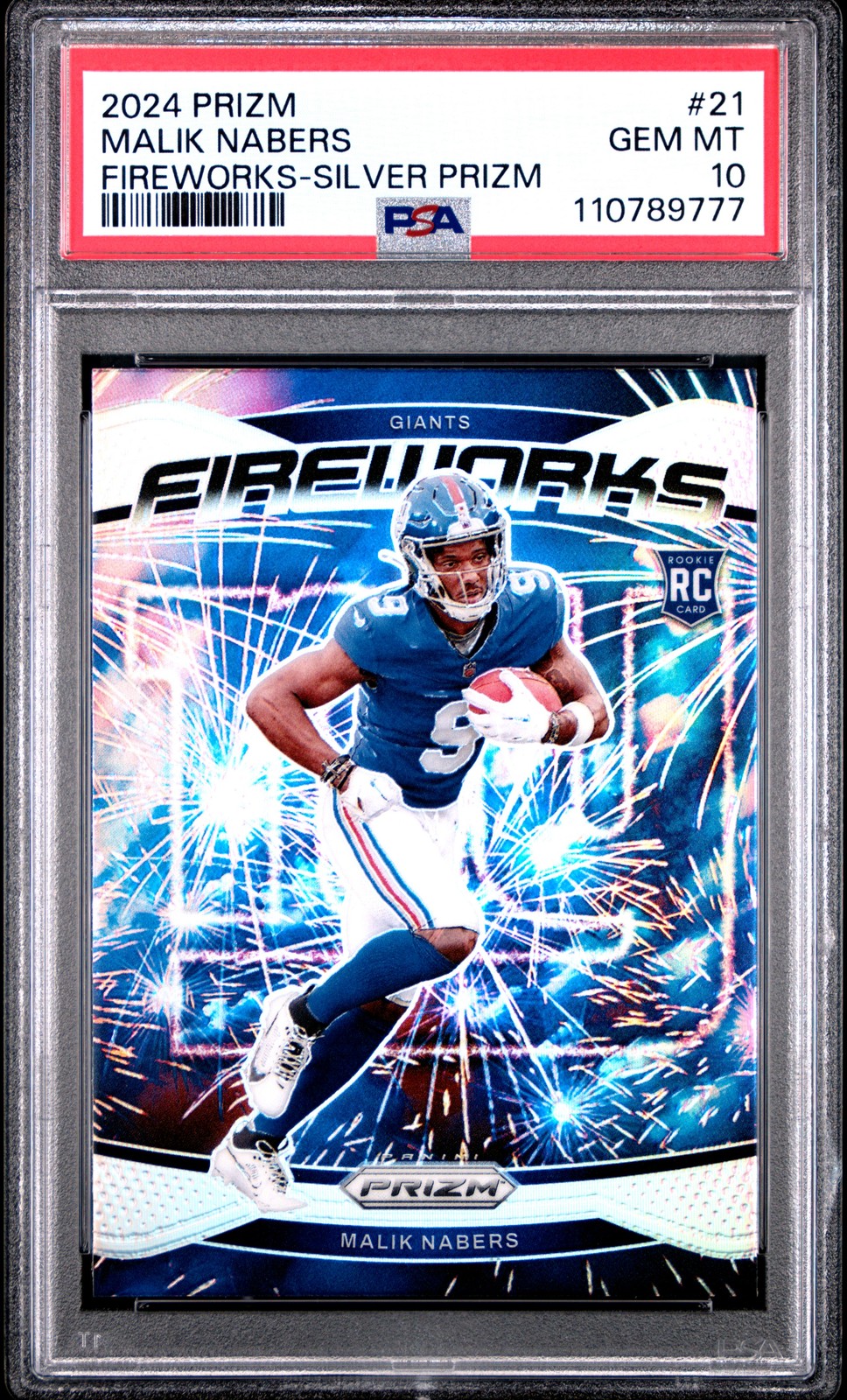 2024 PANINI PRIZM FIREWORKS SILVER PRIZM #21 MALIK NABERS PSA 10