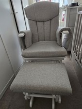 Chatsworth Glider Nursing Chair and Footstool, Grey Chevron/White