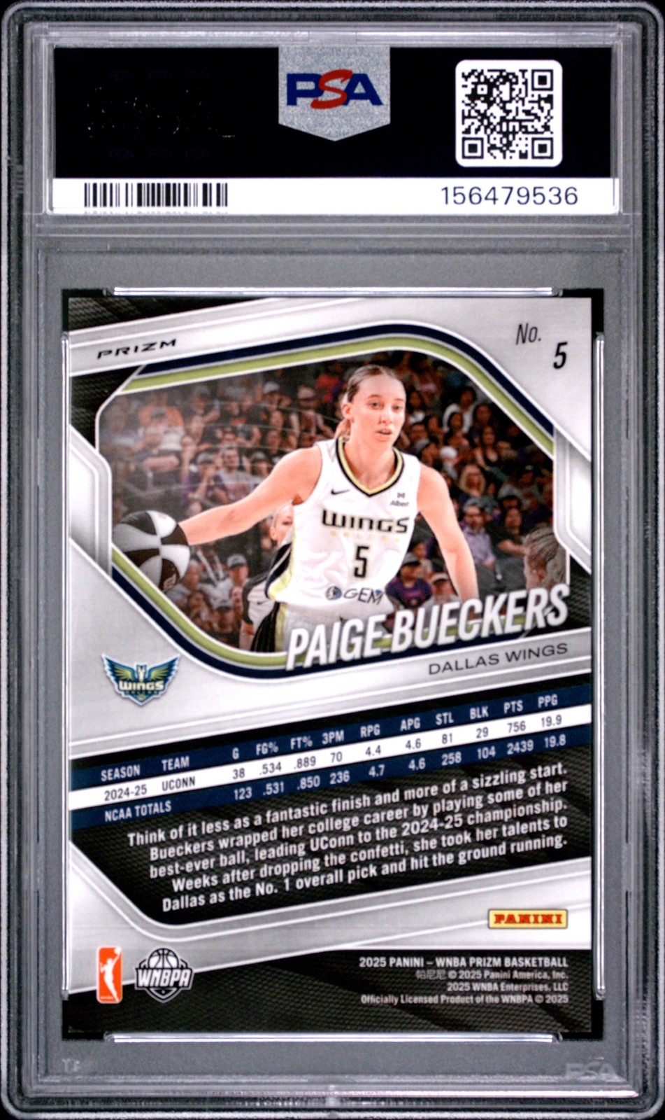 2025 PANINI PRIZM WNBA PANDORA #5 PAIGE BUECKERS ROOKIE RC PSA 10 view 2