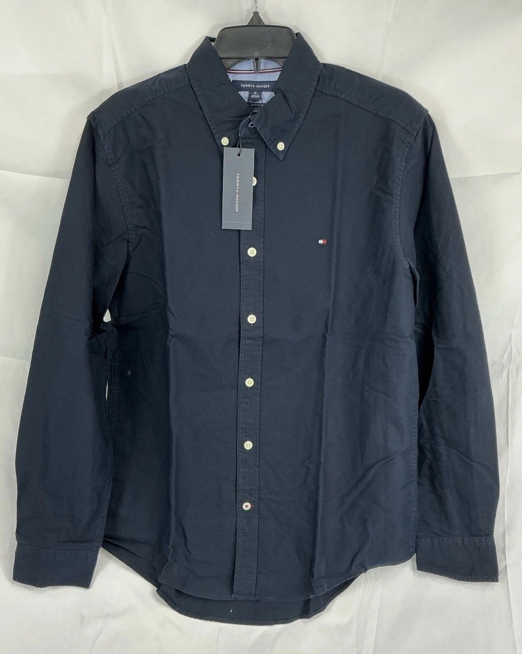 Tommy Hilfiger Men's Medium Navy Blue Button Up Shirt 100% Cotton