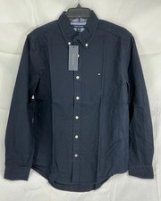 Tommy Hilfiger Men's Medium Navy Blue Button Up Shirt 100 Cotton