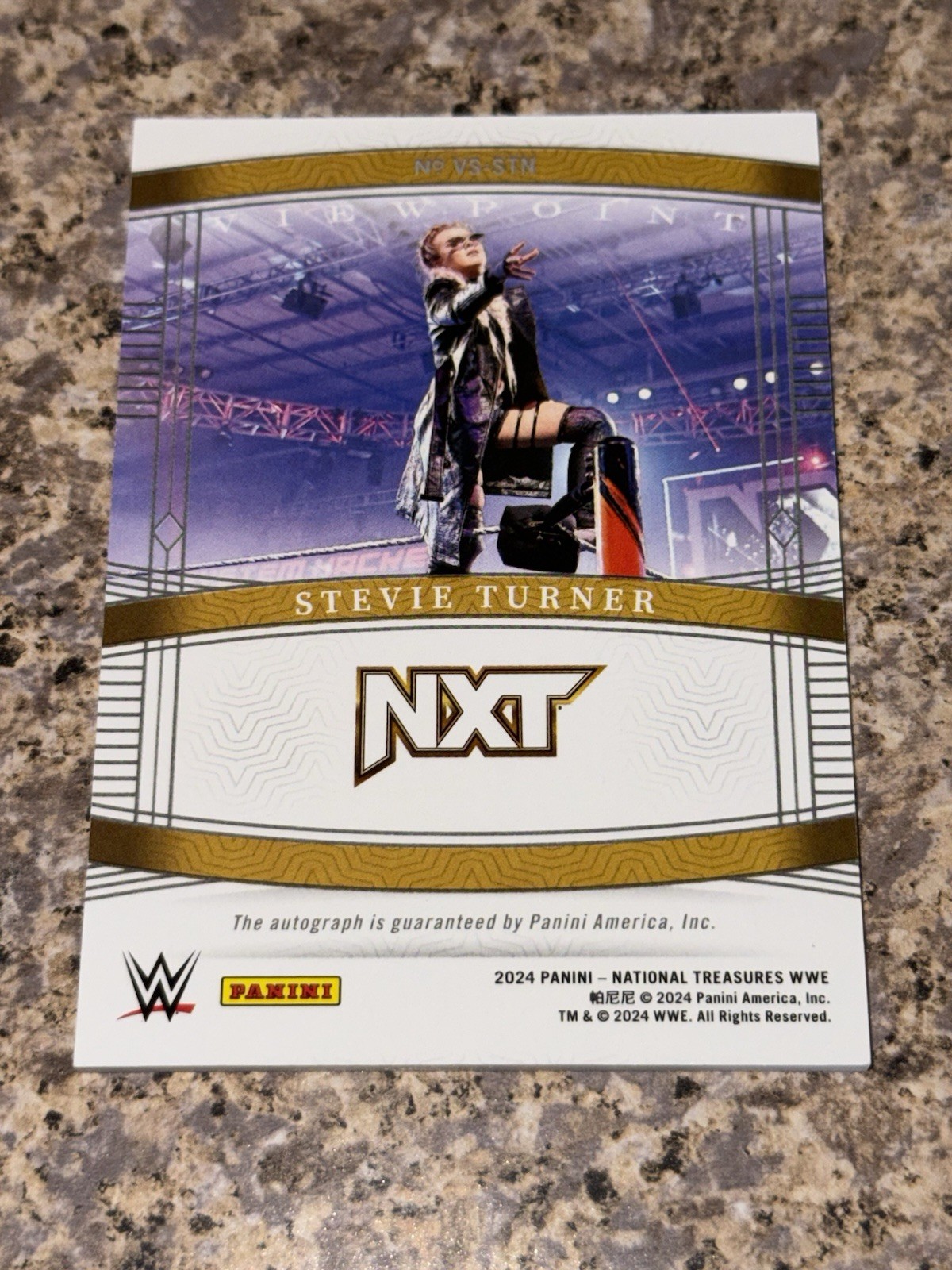 Stevie Turner 2024 National Treasures WWE Viewpoint Signature Platinum SSP #d /5 view 2