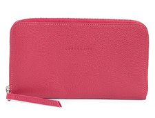 Longchamp le foulonne Large Zip Leather Continental Wallet NWT Gift BOX Pink