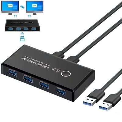 USB 2.0 Switch Selector KVM Switcher for 2 PC Sharing 4 USB Devices One-Button