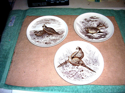 Set of 3 Spode England Bird 6.5'' Plates, Pheasant, Quail, Californian Quail