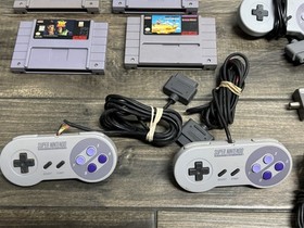 Original Super Nintendo SNES Console Bundle Lot 4 Games Authentic Tested