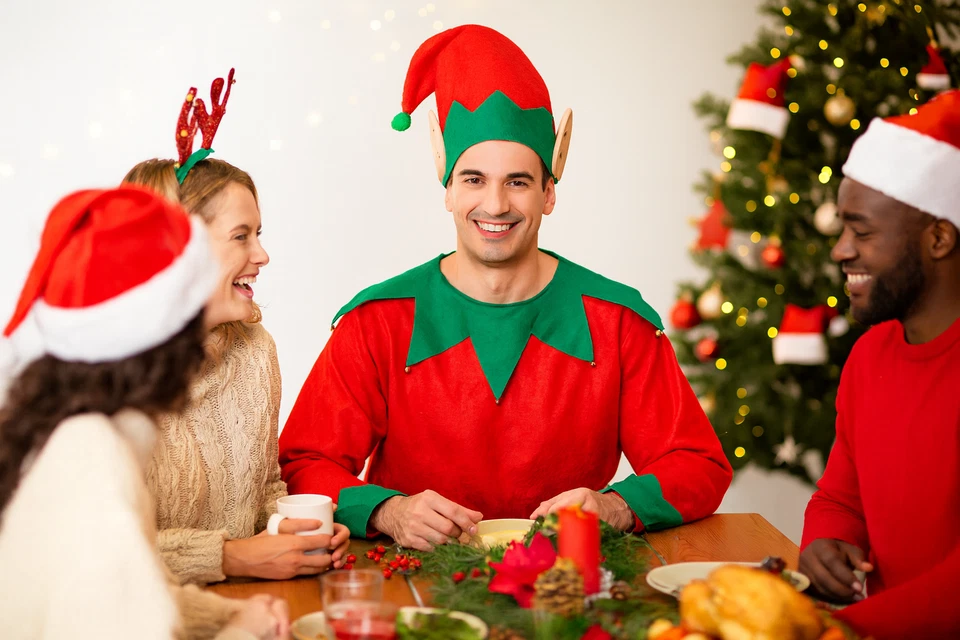 Costume De Lutin Pour Adultes Hommes Déguisement De Noël Aide De Santa - Photo 4/4