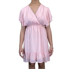 SHEIN SPRING ROMANTIC SOFT FLIRTY POWDER PINK POKA DOT CHABBY CHIC DRESS