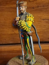 Jester Warrior Bearing Halberd Figurine Artist Painted 1979, READ