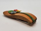 Vintage Wood Enamel Metal Flowers Dress Fur Clip Wooden Yellow Red Blue Green — photo 6