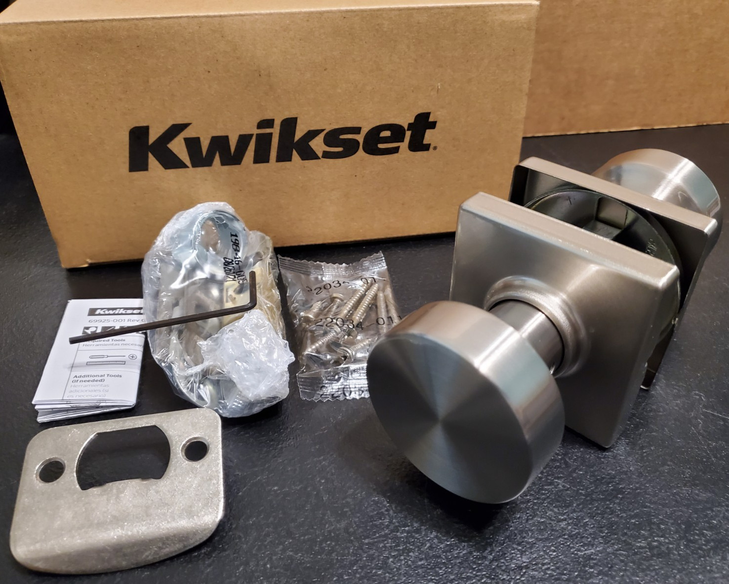 Kwikset Pismo Passage Square Door Knob Satin Nickel 97209-144 - NEW - QTY AVAIL