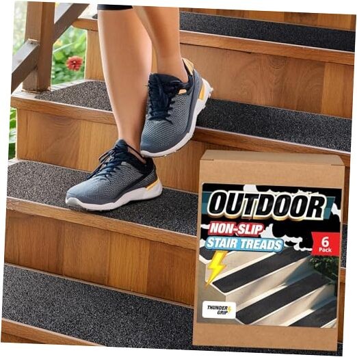Non-Slip Outdoor Stair Treads 30x6 Inch 6-Pack Weatherproof for Exterior Steps