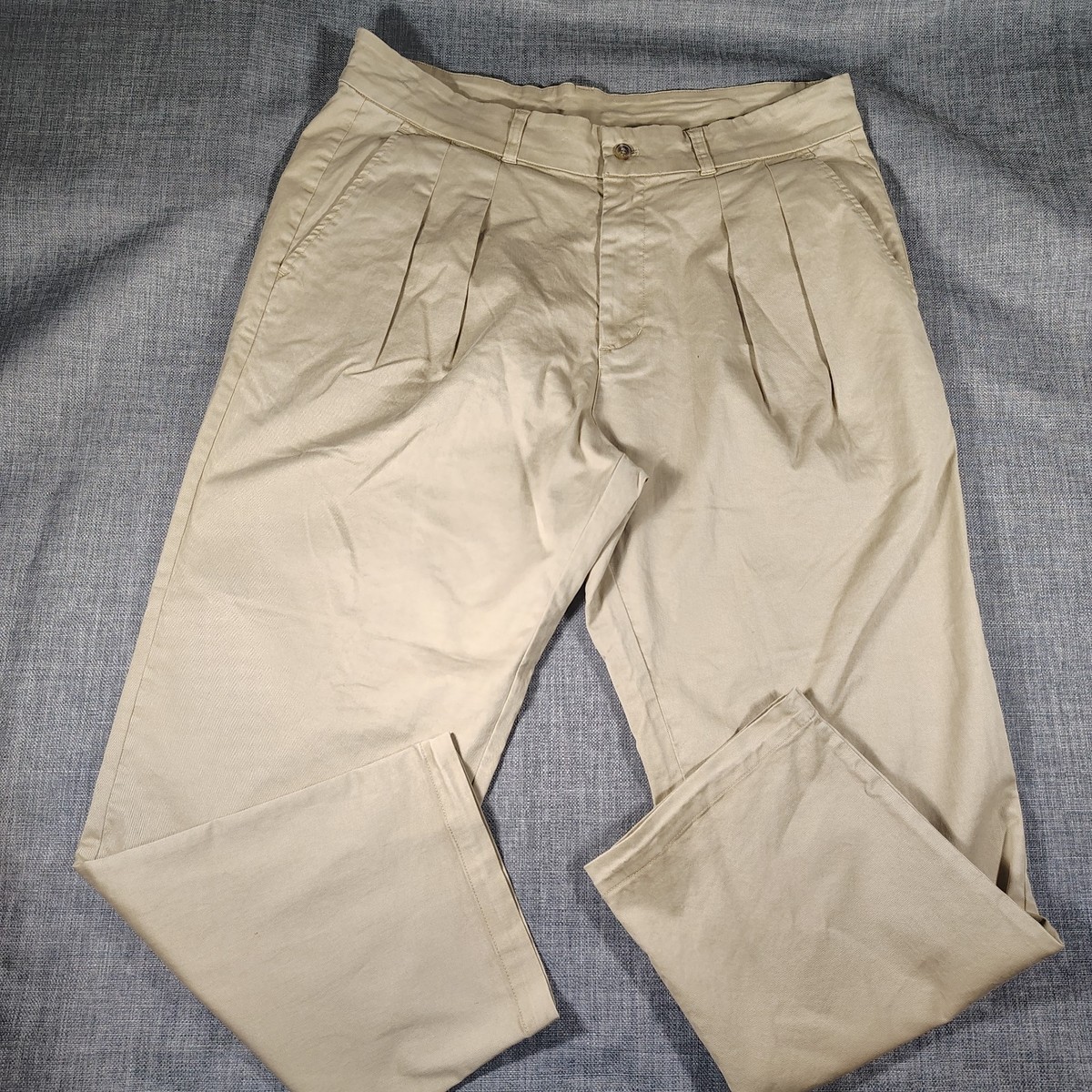 KITH Twill Dress Pants Mens Sz 36 Beige Pleaded Straight Cotton Designer  Preppy
