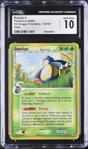 Pokemon EX Dragon Frontiers Snorlax Delta Reverse Holo Card #10/101 2006 CGC 10