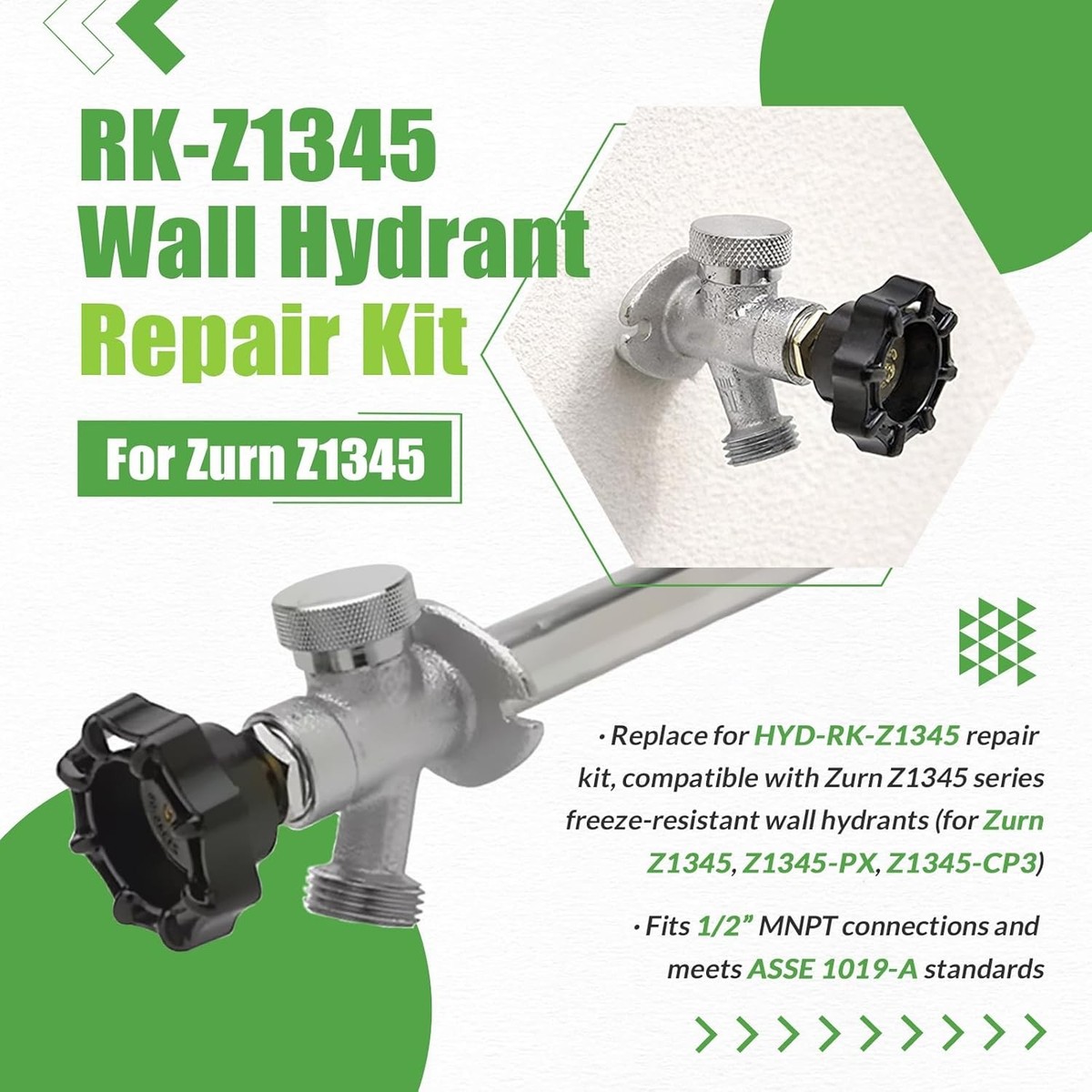 for Zurn Z1345 Wall Hydrant Faucet Repair Kit Replace HYD-RK-Z1345