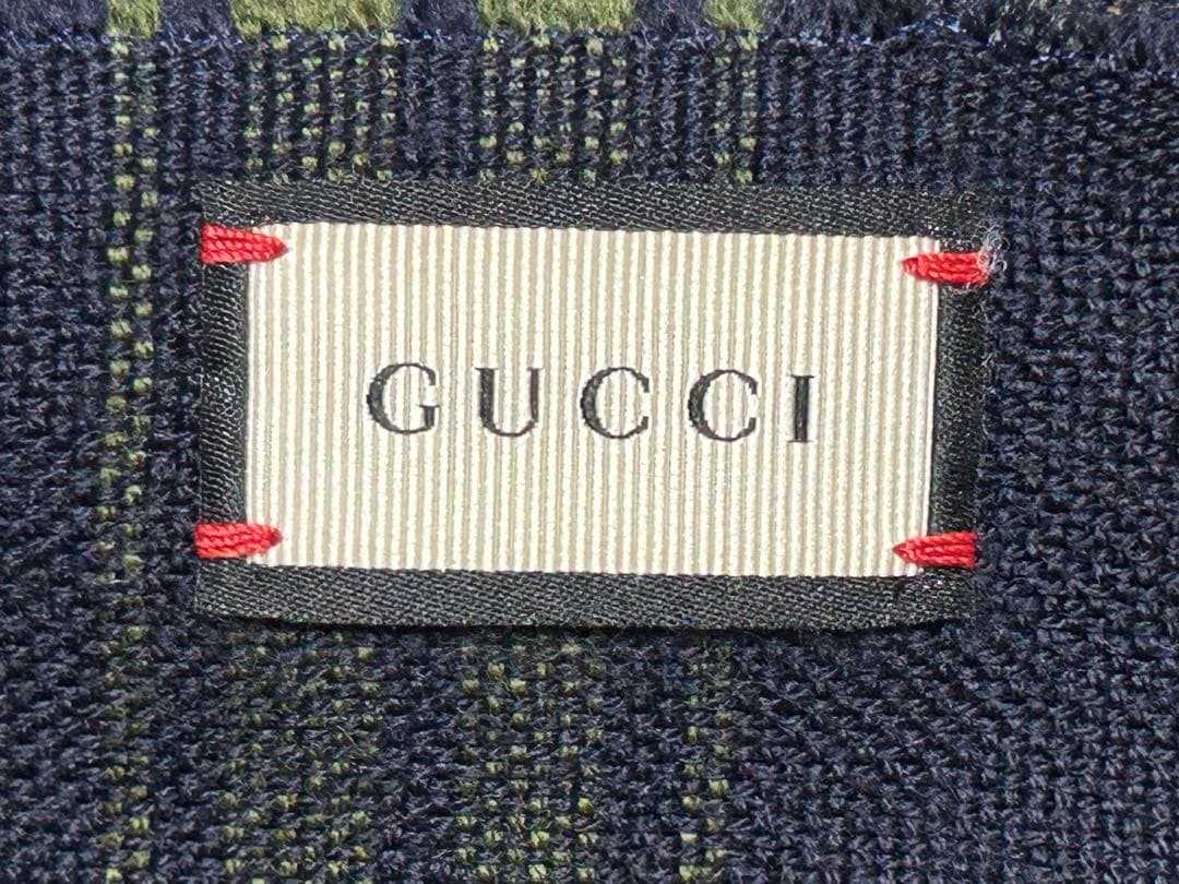 Auth GUCCI Checkered Floral Pattern Large Scarf S… - image 17