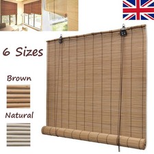 Modern Bamboo Roller Blind Window Hanging Sunshade Multi Sizes Brown/Natural NEW