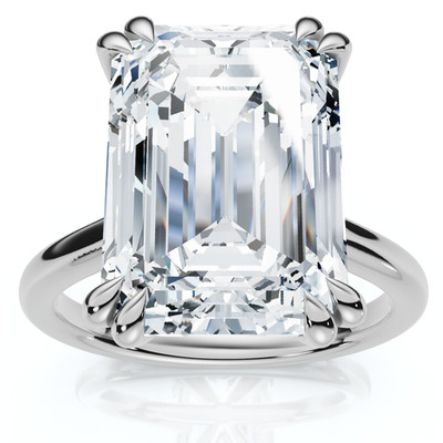 Zertifizierter 6 kt Smaragdschliff Diamant Solitär Ring 14 kt Gold Lab Grown FG/VS