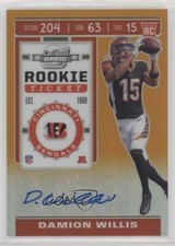 2019 Contenders Optic Rookie Ticket Orange Prizm 15/50 Damion Willis Auto 1h9m
