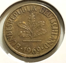 1969-D  Germany  10  Pfennig  Coin  - KM#108   - (In#16871)   Combined Shipping