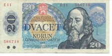 Geldschein Banknote Tschechoslowakei 20 Kronen 1988