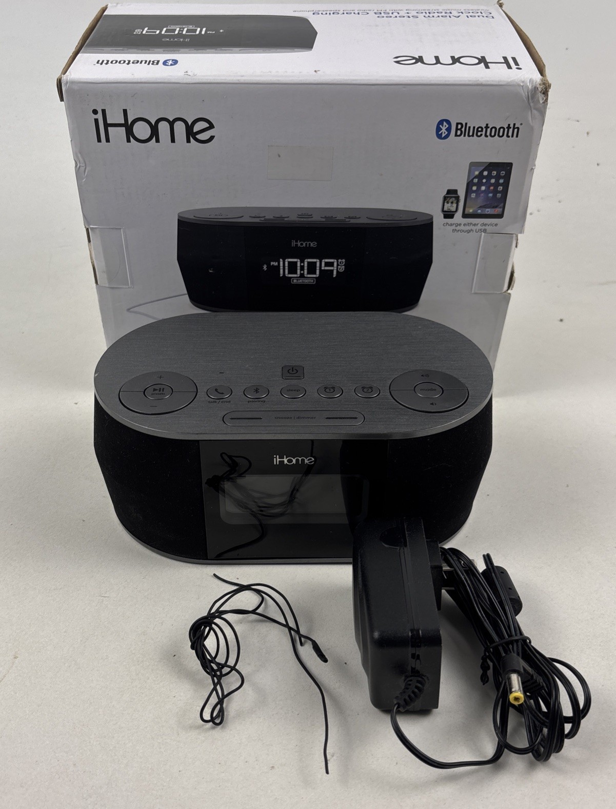 iHome iBT38 Bluetooth Digital FM Alarm Clock Radio w/ USB Charging, Black