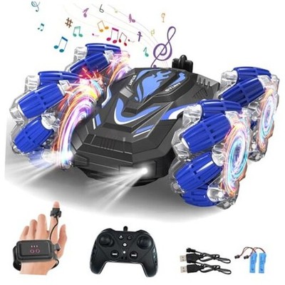 New Gesture Sensing RC Stunt Car with Lights Music, Hand Gesture Remote Blue