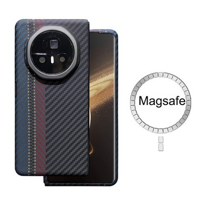 For Honor Magic V3 Magsafe Case Real Carbon Fiber Grids Thin Hard Magnetic Cover
