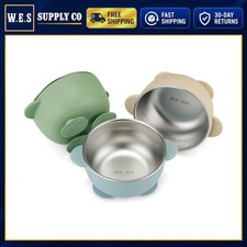 Stainless Steel Baby Suction Bowls 3 Pack with Silicone Base