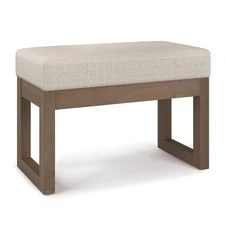 Milltown Small Ottoman Bench - 27 inch Wide Upholstered Linen Look Fabric Rec...