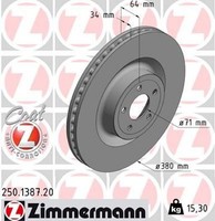 2X Bremsscheibe Zimmermann 250.1387.20 2 Bremsscheiben Vorderachse Vorne