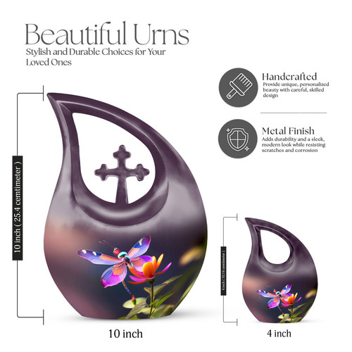 Dragonfly Sits Flower Cremation Urn Human Ash Urn For Adult Male Urns Adult - Picture 2 of 7
