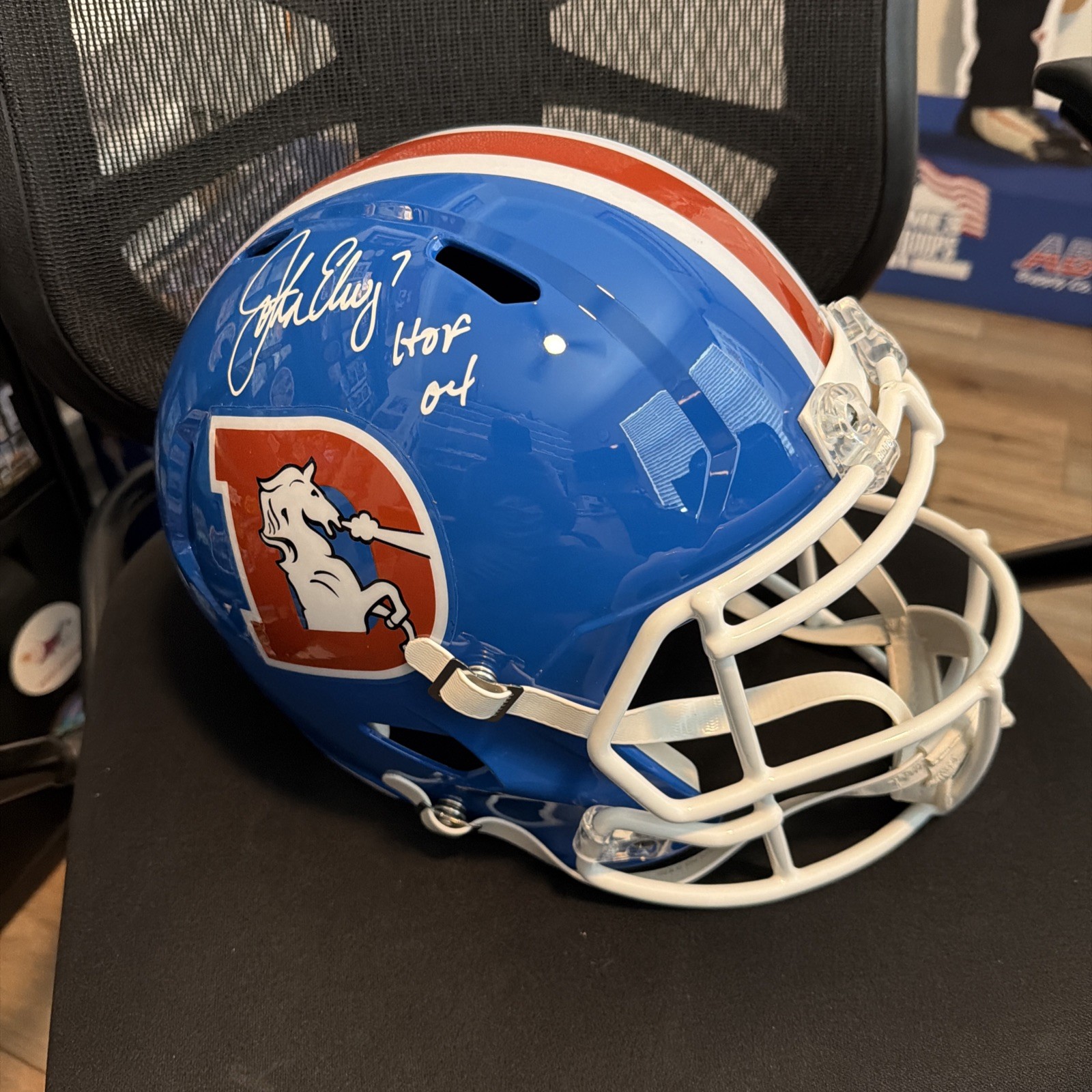 John Elway Signed Broncos T/B Riddell Full Size Speed Rep Helmet w/HOF -(SS COA)