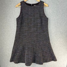 LOFT Textured Tweed Fit and Flare Sleeveless Dress Purple Blue Womens M
