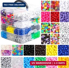 7600Pcs Pony Beads Kit for Kandi Friendship Bracelet Making with Polymer Clay Be
