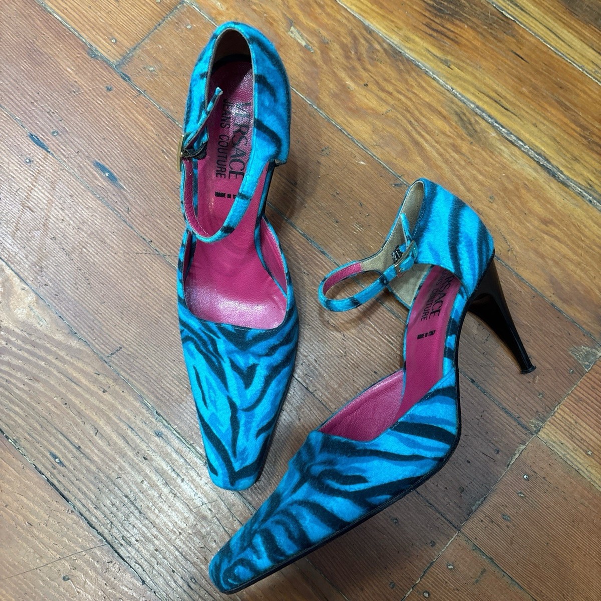 【レトロ】GIANNI VERSACE ヒール Versace Rare 80s-90s Vintage Designer Zebra Heels New Wave