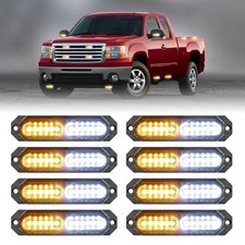 1200T Emergency Strobe Grille Lights: 8pcs 12 LED Sync Feature Amber/White