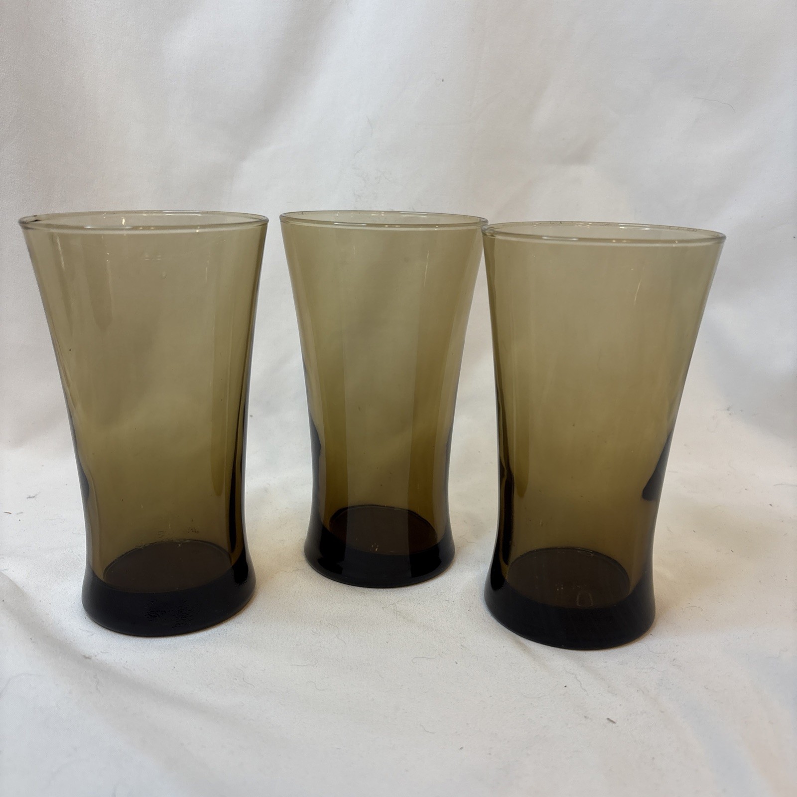Anchor Hocking Linden Mocha Glass Tumblers – Set of 3, 6.25” Vintage 1970s