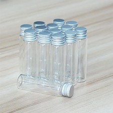 6ml 10 100pcs Screw Glass Bottles Storing Lids DIY Tiny Mini Jars Aluminum