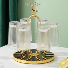 Rotating Cup Drying Rack Stand, 6 Cups Drinking Glass Holder, Non-Slip Steel ...