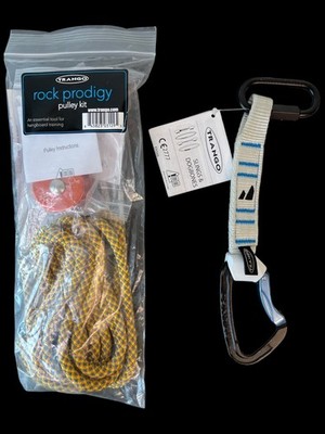 New Trango Rock Prodigy Hangboard Training Pulley Kit + Reaction Gym Draw 17cm